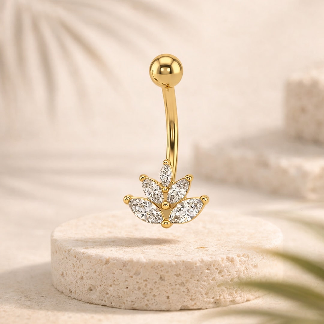 Piercing nombril acier 316L fleurs & papillons — 14G (1,6*10mm)
