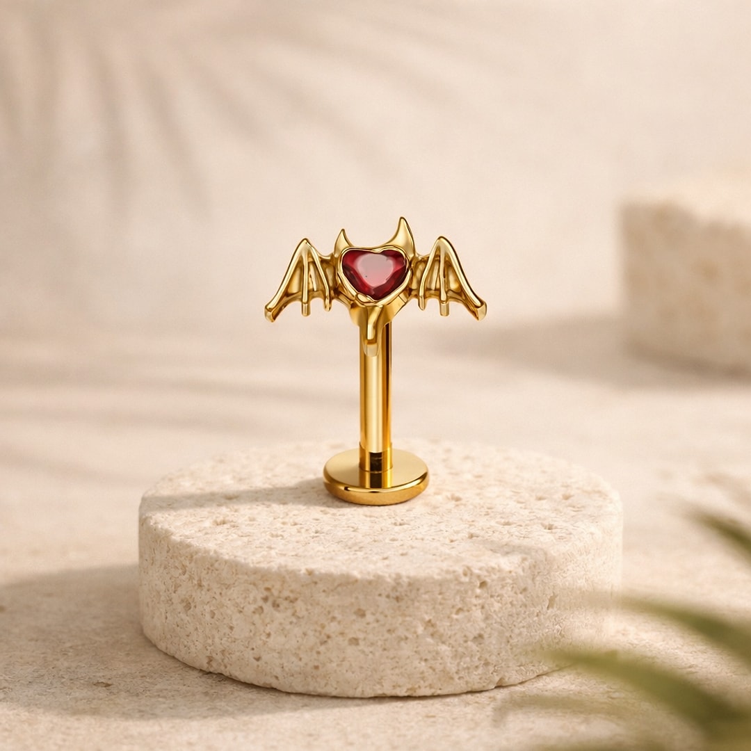 Stud cœur punk CZ — titane F136