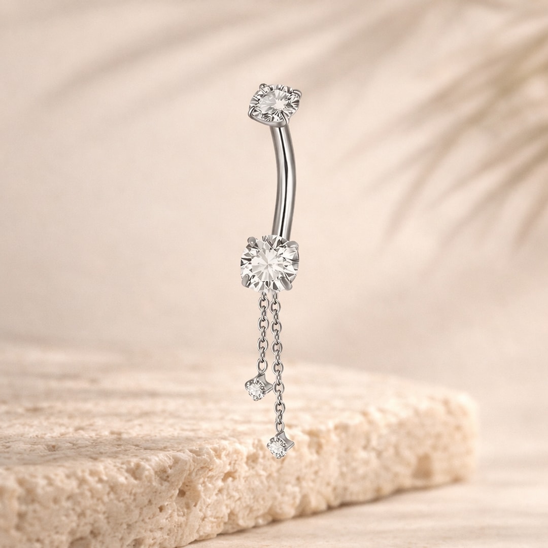 Bijou de piercing nombril, Piercing nombril en titane à filetage interne, pendentif cœur, en titane