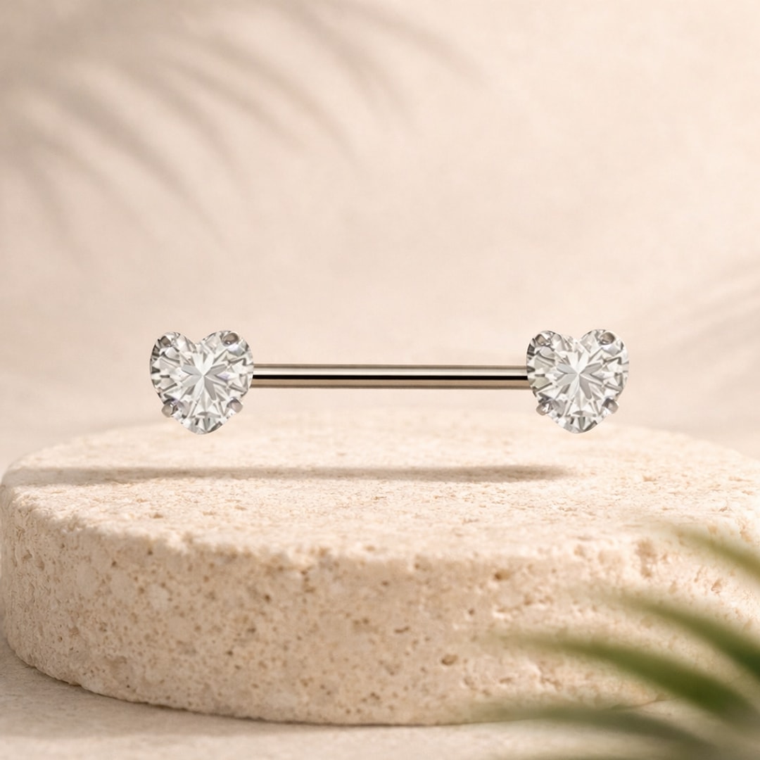 Bijou de piercing téton, Piercing téton en titane avec zircon doré argenté, en titane