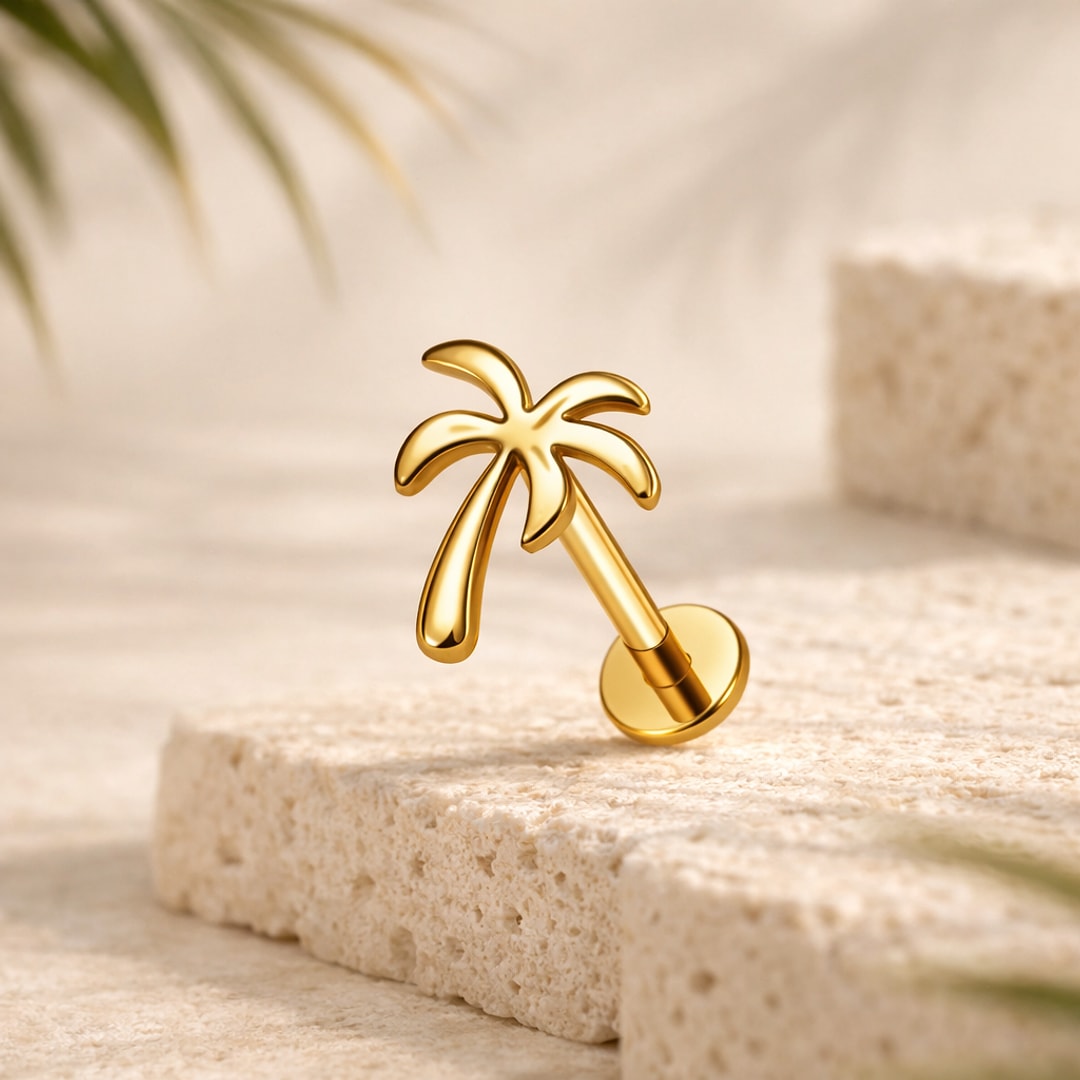 Stud cœur PVD or 18K — titane F136