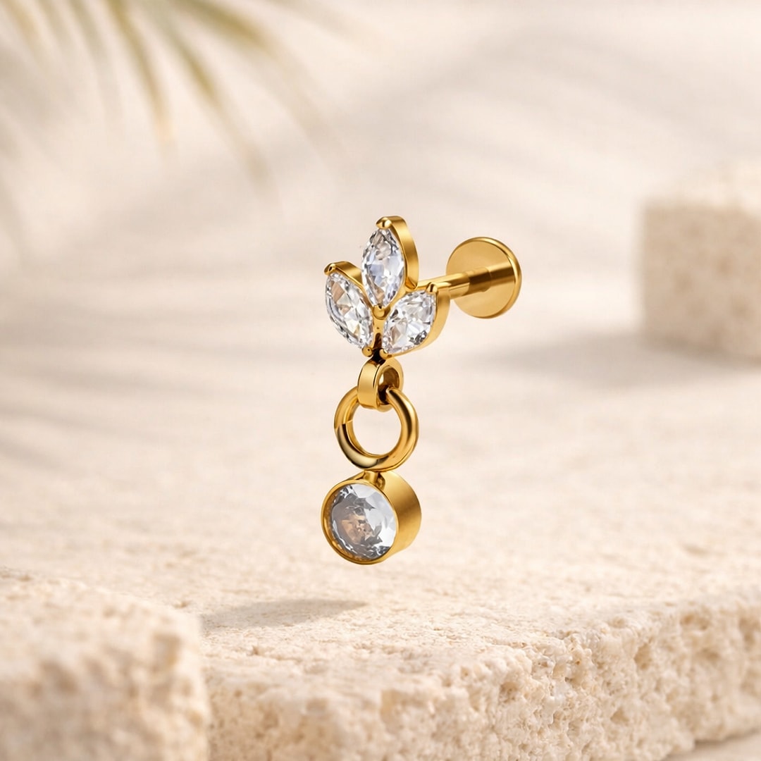 Stud cœur zircon — collab Star-Lord, PVD or 18K