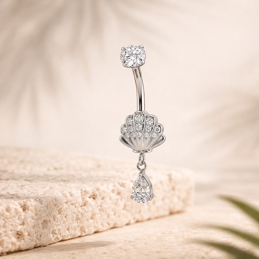 Piercing nombril acier 316L zircon — 14G (1,6*10mm)