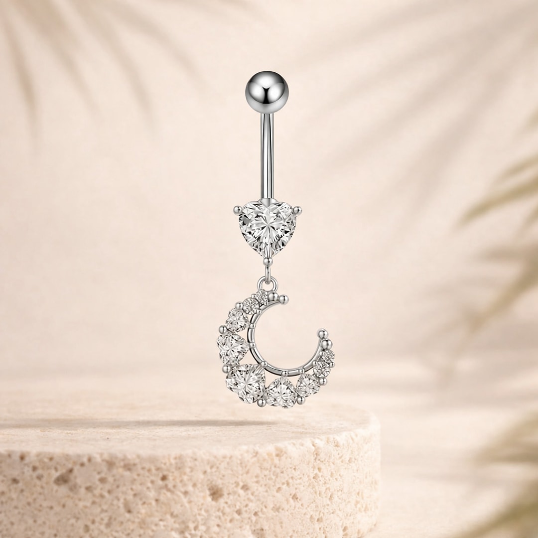 Nombril 316L ailes, fleurs & gouttes — 14G (1,6*10mm)